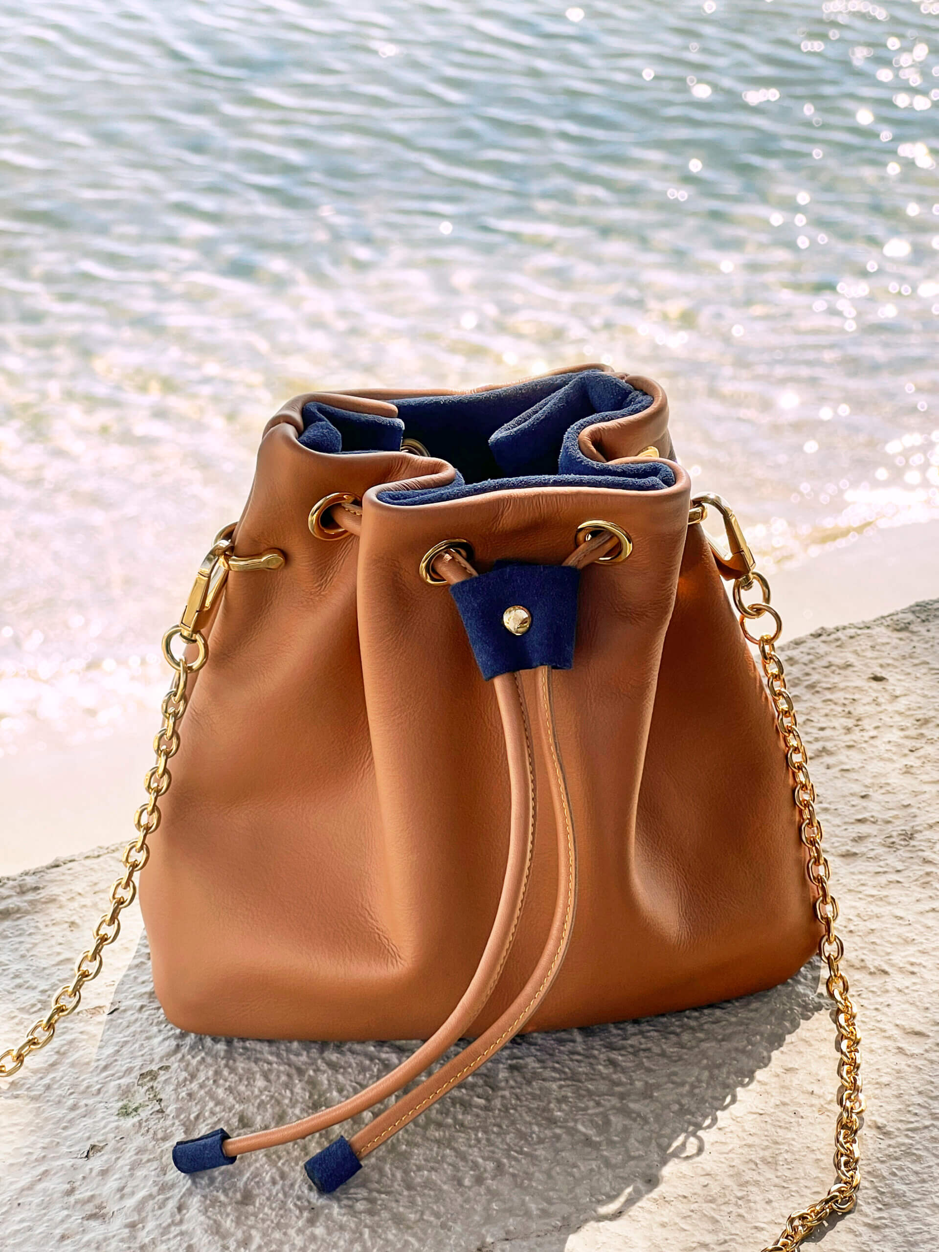 Mini Wave Pouch Bag in Camel