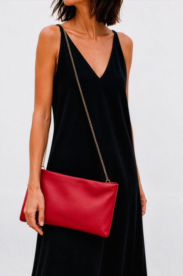 Sunset Chain Clutch in Red